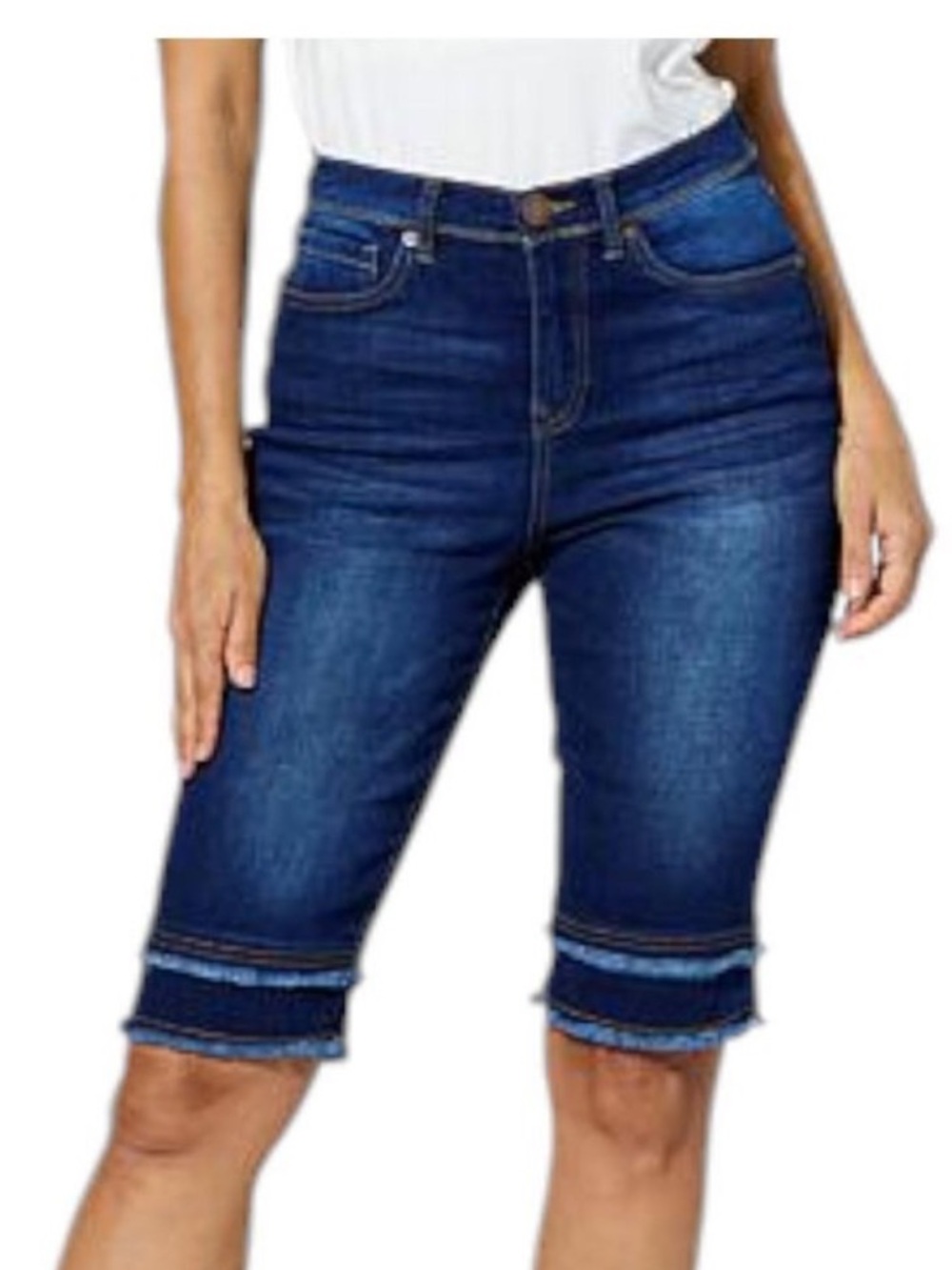 DG2 by Diane Gilman Classic High Waist 
Stretch Denim Bermuda Shorts Size 8